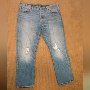 Levi's 501 Distressed Straight Leg Button Fly Jeans